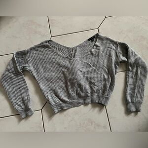 Dynamite Cropped Heather Gray Knit Top